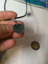 Load image into Gallery viewer, 100% natural icy watery dark green/gray jadeite jade safe and sound couple pendant pair BG4