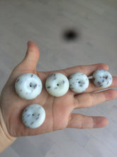 Load image into Gallery viewer, 100% Natural white beige with black/brown flying dandelions Osmanthus fragrant cheese cake nephrite Jade pendant/worry stone HT68
