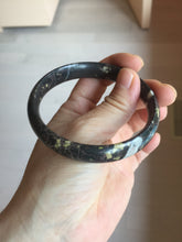 Load image into Gallery viewer, 59.5mm 100% natural black background with white/yellow/red flowers Plum blossom Jade(梅花玉) bangle SY98-5