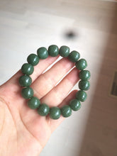 Load image into Gallery viewer, 100% Natural 10.7/11.9mm dark green/gray/black vintage style Jade(碧玉) bead bracelet group HF45