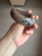 Load image into Gallery viewer, 60mm 100% natural chocolate milk color with flying leaf morning in the country chubby Quartzite (Shetaicui jade) bangle AW5