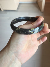 Load image into Gallery viewer, 59.5mm 100% natural black background with white/yellow/red flowers Plum blossom Jade(梅花玉) bangle SY98-5