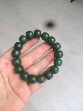 Load image into Gallery viewer, 100% Natural 10.7/11.9mm dark green/gray/black vintage style Jade(碧玉) bead bracelet group HF45