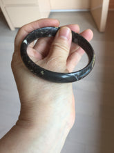 Load image into Gallery viewer, 59.5mm 100% natural black background with white/yellow/red flowers Plum blossom Jade(梅花玉) bangle SY98-5