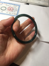 Load image into Gallery viewer, 59mm Certified Type A 100% Natural dark green/blue/gray with Guatemala slim round cut Jadeite bangle BG204-8847