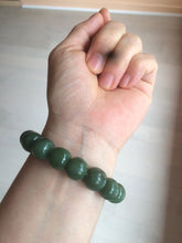 Load image into Gallery viewer, 100% Natural 10.7/11.9mm dark green/gray/black vintage style Jade(碧玉) bead bracelet group HF45