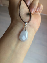 Load image into Gallery viewer, 100% natural icy watery green/white/purple type A jadeite jade water drop pendant necklace group A122