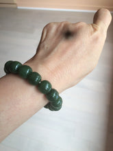 Load image into Gallery viewer, 100% Natural 10.7/11.9mm dark green/gray/black vintage style Jade(碧玉) bead bracelet group HF45