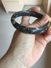 Load image into Gallery viewer, 59.5mm 100% natural black background with white/yellow/red flowers Plum blossom Jade(梅花玉) bangle SY98-5