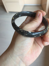 Load image into Gallery viewer, 59.5mm 100% natural black background with white/yellow/red flowers Plum blossom Jade(梅花玉) bangle SY98-5