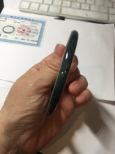 Load image into Gallery viewer, 59mm Certified Type A 100% Natural dark green/blue/gray with Guatemala slim round cut Jadeite bangle BG204-8847