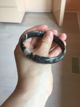 Load image into Gallery viewer, 59.5mm 100% natural black background with white/yellow/red flowers Plum blossom Jade(梅花玉) bangle SY98-5