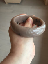 Load image into Gallery viewer, 60mm 100% natural chocolate milk color with flying leaf morning in the country chubby Quartzite (Shetaicui jade) bangle AW5