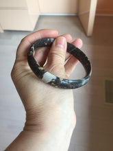 Load image into Gallery viewer, 59.5mm 100% natural black background with white/yellow/red flowers Plum blossom Jade(梅花玉) bangle SY98-5