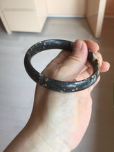 Load image into Gallery viewer, 59.5mm 100% natural black background with white/yellow/red flowers Plum blossom Jade(梅花玉) bangle SY98-5