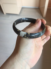 Load image into Gallery viewer, 59.5mm 100% natural black background with white/yellow/red flowers Plum blossom Jade(梅花玉) bangle SY98-5