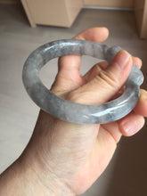Load image into Gallery viewer, 60.8mm 100% natural black white (水墨) Quartzite (Shetaicui jade) 3D carved Cat bangle SY125