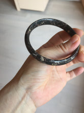 Load image into Gallery viewer, 59.5mm 100% natural black background with white/yellow/red flowers Plum blossom Jade(梅花玉) bangle SY98-6