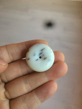 Load image into Gallery viewer, 100% Natural white beige with black/brown flying dandelions Osmanthus fragrant cheese cake nephrite Jade pendant/worry stone HT68
