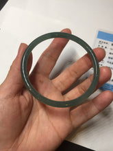 Load image into Gallery viewer, 60.5mm Certified Type A 100% Natural icy watery dark green/blue/gray/black slim round cut Guatemala Jadeite bangle BP12-7035