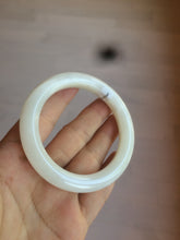 Load image into Gallery viewer, 54.9mm certified 100% Natural white/beige round cut nephrite Jade bangle HT89-7851
