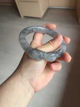 Load image into Gallery viewer, 60.8mm 100% natural black white (水墨) Quartzite (Shetaicui jade) 3D carved Cat bangle SY125