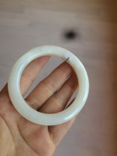 Load image into Gallery viewer, 54.9mm certified 100% Natural white/beige round cut nephrite Jade bangle HT89-7851