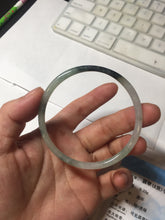 Load image into Gallery viewer, 57mm Certified Type A 100% Natural green/black/gray with dark green floating flowers super slim round cut Jadeite bangle PD47-5770