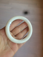 Load image into Gallery viewer, 54.9mm certified 100% Natural white/beige round cut nephrite Jade bangle HT89-7851