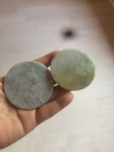 Load image into Gallery viewer, Type A 100% Natural light green/purpleJadeite Jade disc group (pendant, home decor, or worry stone) A124 add on item