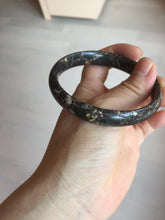 Load image into Gallery viewer, 59.5mm 100% natural black background with white/yellow/red flowers Plum blossom Jade(梅花玉) bangle SY98-6