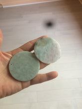 Load image into Gallery viewer, Type A 100% Natural light green/purpleJadeite Jade disc group (pendant, home decor, or worry stone) A124 add on item