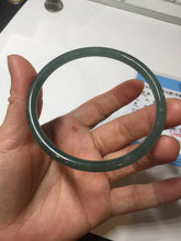 Load image into Gallery viewer, 60.5mm Certified Type A 100% Natural icy watery dark green/blue/gray/black slim round cut Guatemala Jadeite bangle BP12-7035