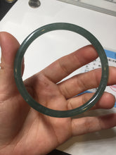 Load image into Gallery viewer, 60.5mm Certified Type A 100% Natural icy watery dark green/blue/gray/black slim round cut Guatemala Jadeite bangle BP12-7035