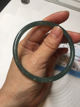 Load image into Gallery viewer, 60.5mm Certified Type A 100% Natural icy watery dark green/blue/gray/black slim round cut Guatemala Jadeite bangle BP12-7035