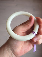 Load image into Gallery viewer, 58.5mm Certified 100% Natural white beige round cut nephrite Jade bangle HHE103-0942
