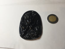 Load image into Gallery viewer, 100% Natural clear dark green/black jadeite jade(Mocui, 墨翠) Nezha(哪吒) defeated the dragon king Pendant/handhold worry stone BL139