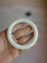 Load image into Gallery viewer, 54.9mm certified 100% Natural white/beige round cut nephrite Jade bangle HT89-7851