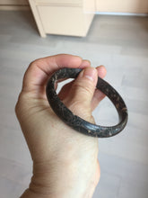 Load image into Gallery viewer, 59.5mm 100% natural black background with white/yellow/red flowers Plum blossom Jade(梅花玉) bangle SY98-6