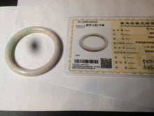 Load image into Gallery viewer, 53mm 100% natural certified sunny green/beige slim jadeite jade bangle AZ139-5329