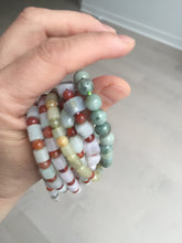 Load image into Gallery viewer, 100% natural type A icy watery light purple/green/white jadeite jade bead bracelet BK109