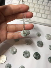 Load image into Gallery viewer, Type A 100% Natural dark green white forest Jadeite Safety Guardian Button donuts pendant BG206