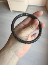 Load image into Gallery viewer, 59.5mm 100% natural black background with white/yellow/red flowers Plum blossom Jade(梅花玉) bangle SY98-6