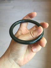 Load image into Gallery viewer, 60.8mm 100% Natural dark green/black meteorite Stellar Night sky slim round cut nephrite bangle HT118-0759