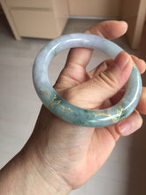 Load image into Gallery viewer, 55.8mm 100% Natural type A dark green purple carved and golden-painted chubby round cut Jadeite Jade bangle PA113-0385