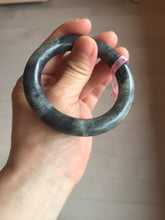 Load image into Gallery viewer, 53.4mm Certified 100% Natural black/gray sesame paste 芝麻糊 青花round cut nephrite Jade bangle HE102-5546