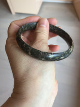 Load image into Gallery viewer, 59.5mm 100% natural black background with white/yellow/red flowers Plum blossom Jade(梅花玉) bangle SY98-7