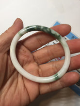 Load image into Gallery viewer, 49mm certified 100% natural Type A dark green white camouflage color oval round cut jadeite jade bangle BG81-3935