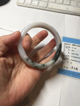 Load image into Gallery viewer, 54.5mm certified 100% natural Type A dark green/purple/white with green floating flowers jadeite jade bangle PB230-2822