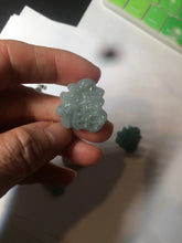 Load image into Gallery viewer, 100% Natural icy watery blue/green/gray jadeite jade blessed fortune pendant BG7